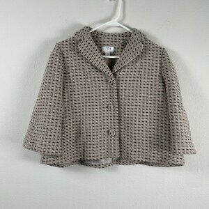 Ann Taylor Loft Blazer Womens Size 10 Brown Cape Jacket Wool Blend Office Lined